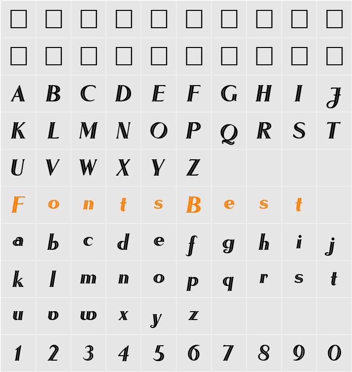 LyndseyInline Character Map