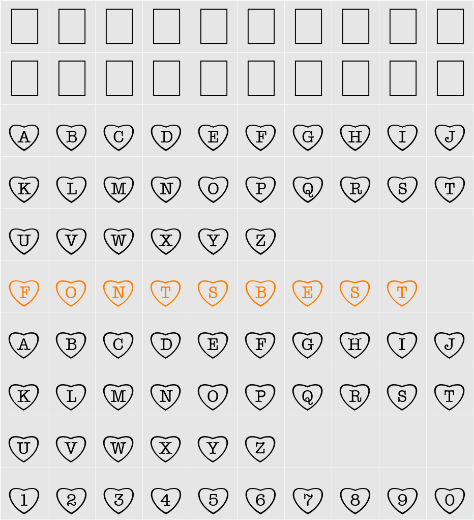 a_OldTyperCmDcFnt1 Character Map