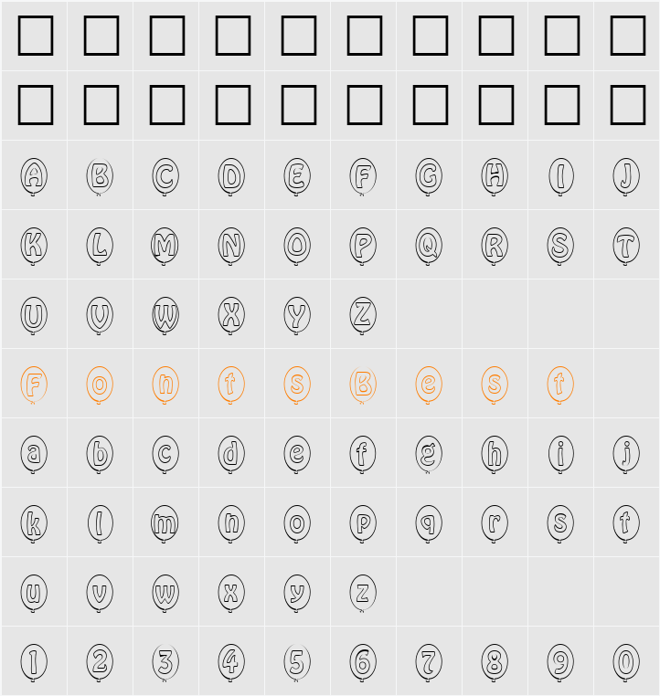 SP Ballon DB Character Map