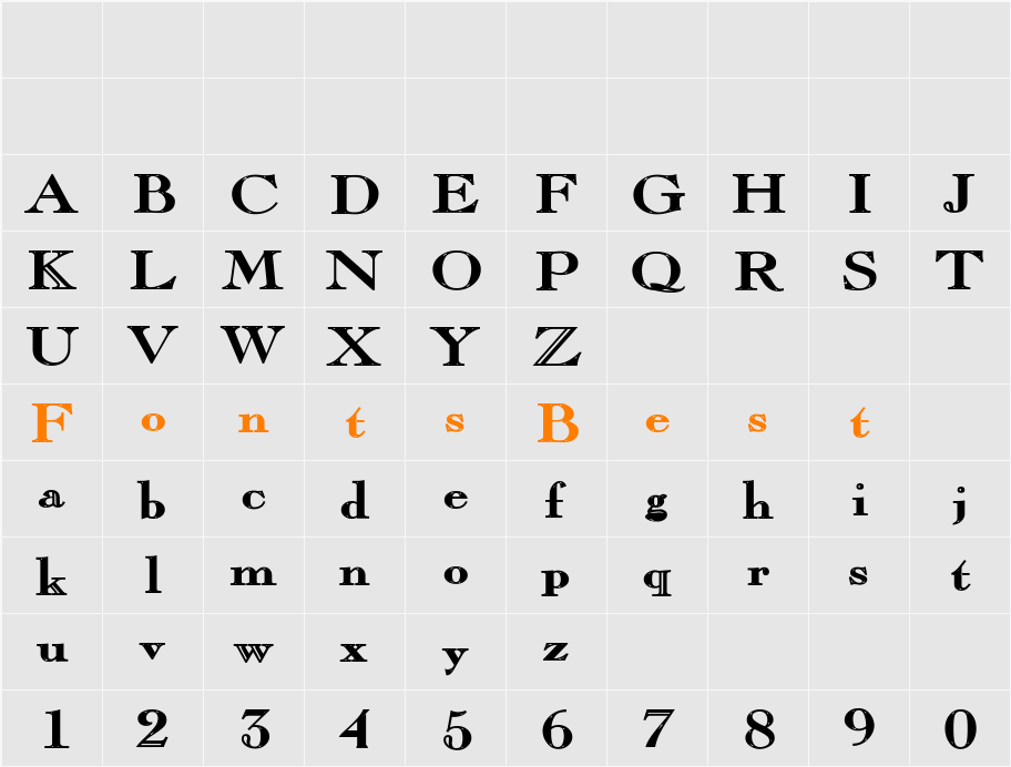 Pinchi-Bold Character Map