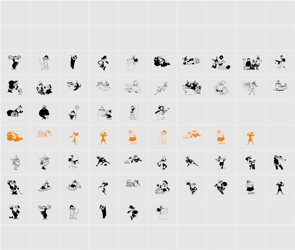 XmasOne Character Map