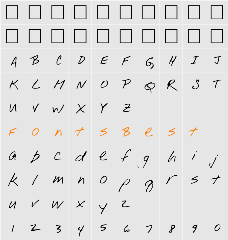 LEHN001 Character Map