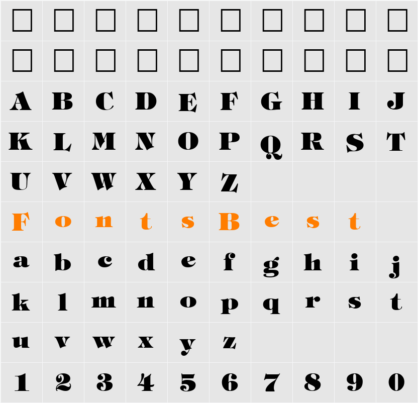 TiffanyTwoHeavy DB Character Map