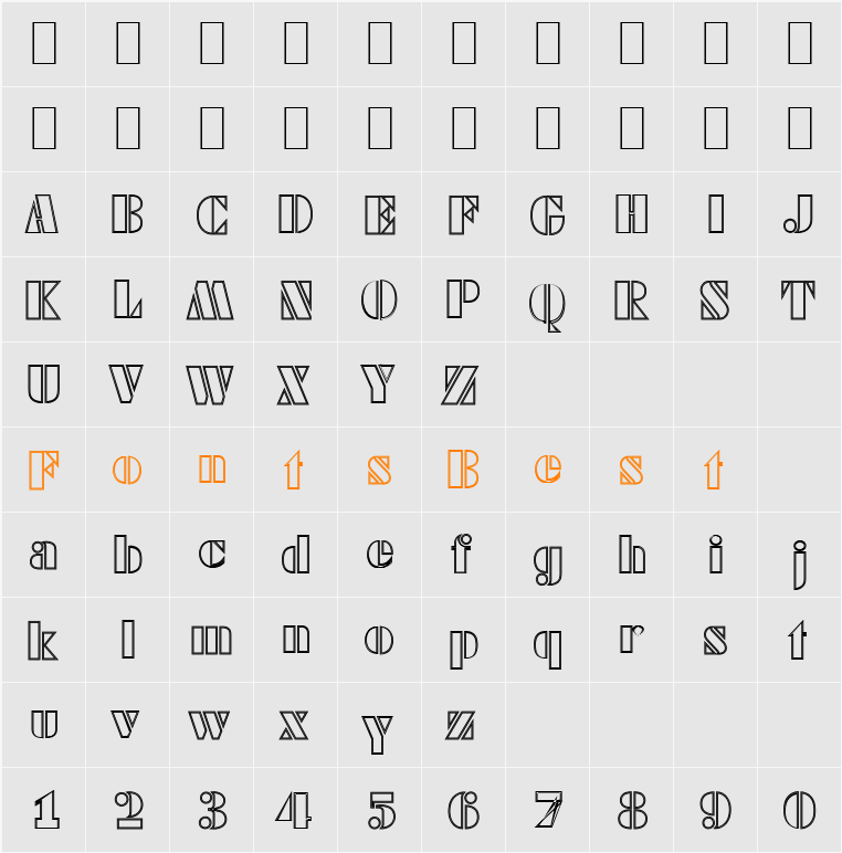WendyBeckerOpenOutline Character Map