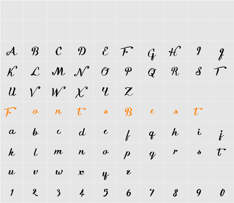 Kikelet Brush Character Map