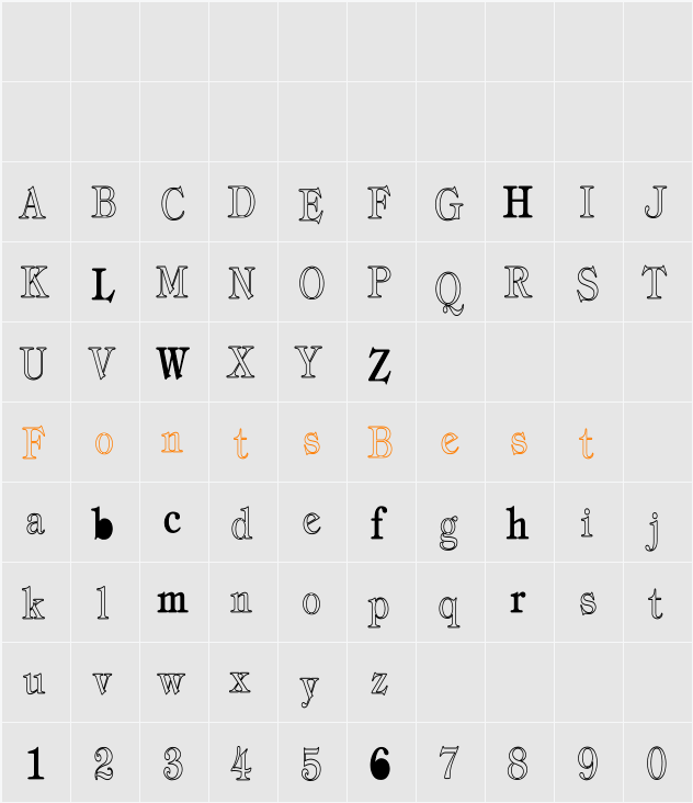Tiffany-ThinHC Character Map