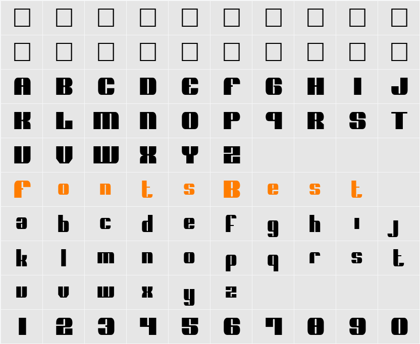 Nolo Contendre Condensed Character Map
