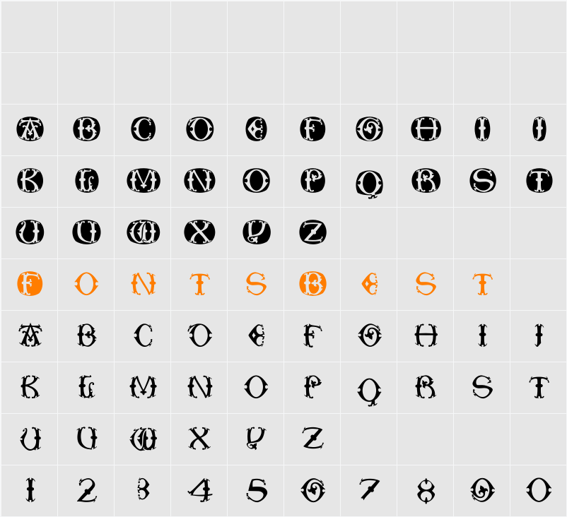 ToskanaCapsRound Character Map