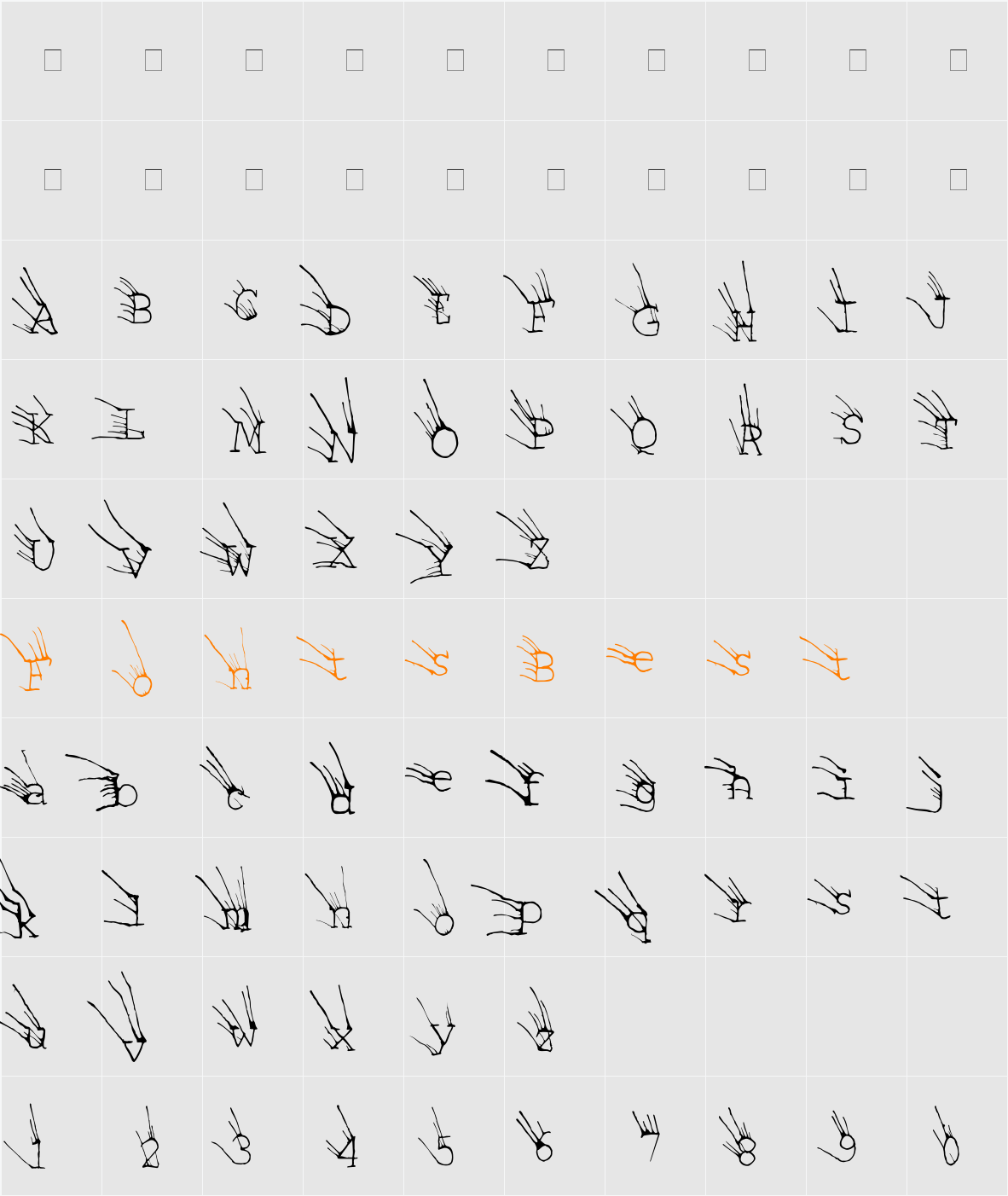 LTGrassy Character Map