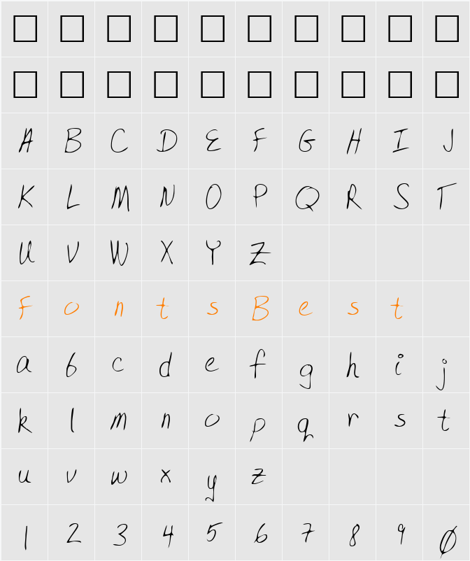 KitsHand Character Map