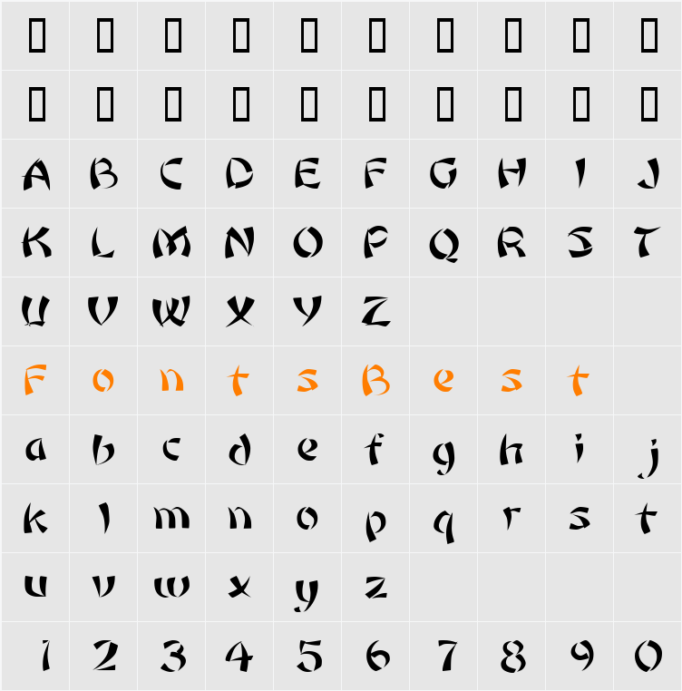Orient1-Extended Character Map