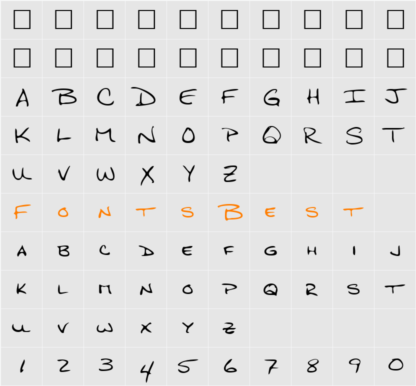WangleysHand Character Map