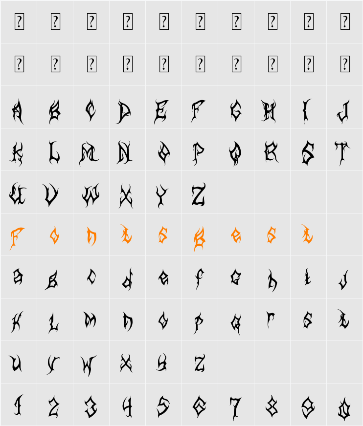 MB-Arcane Character Map