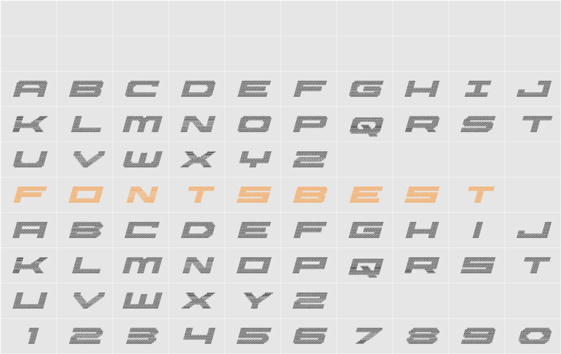 Pocket Ball 3D Italic Character Map