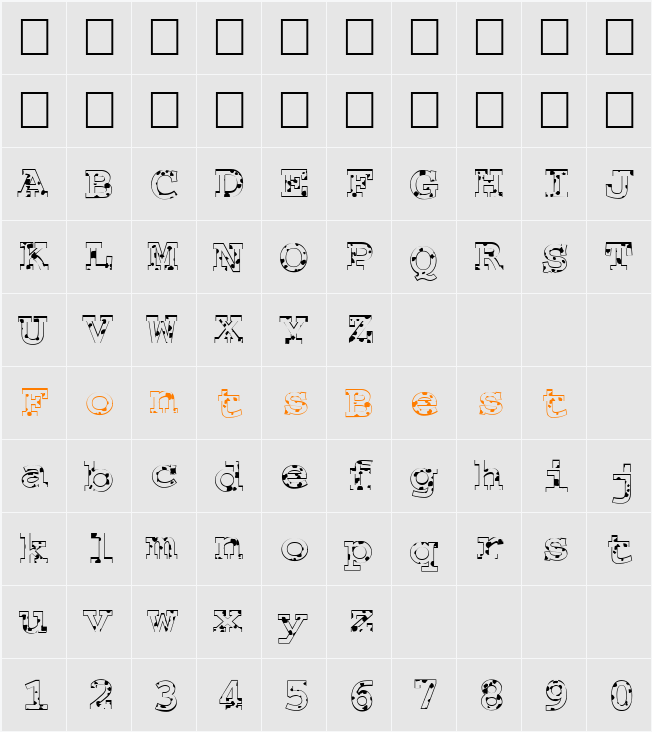 FZ BASIC 54 SPOTTED Character Map
