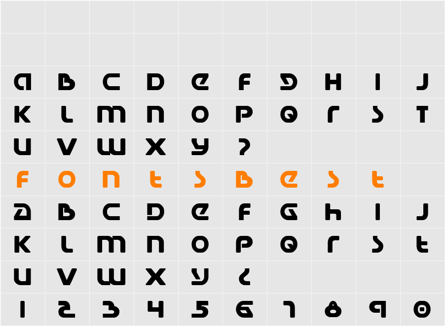 Universal Jack Bold Character Map