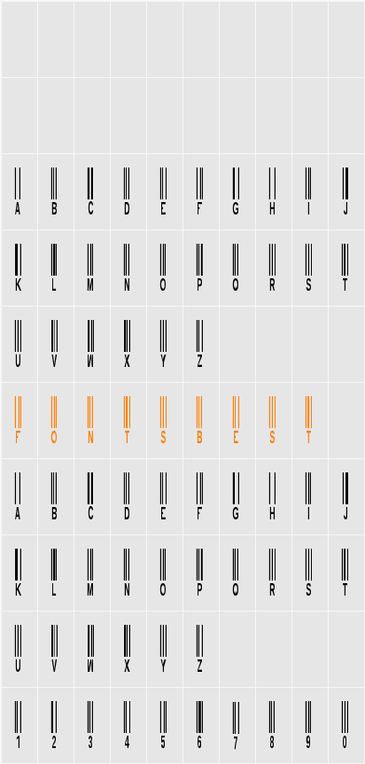 New Barcode Font tfb Character Map