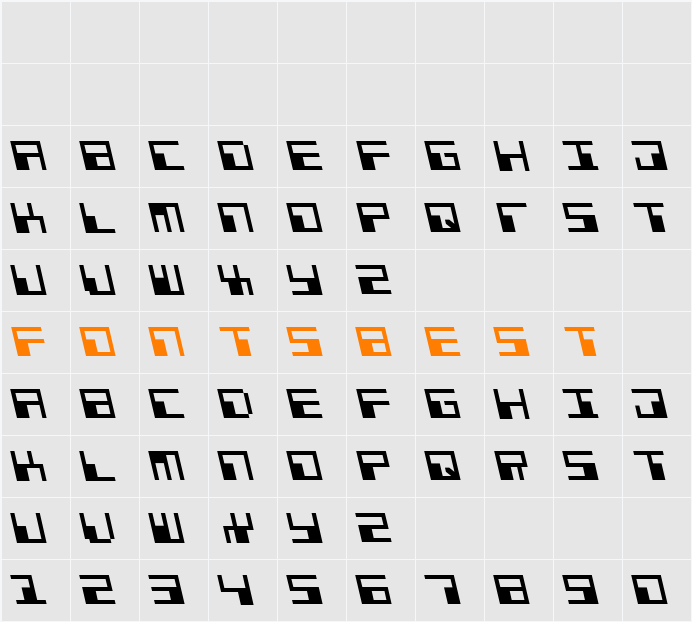 Phaser Bank Leftalic Character Map