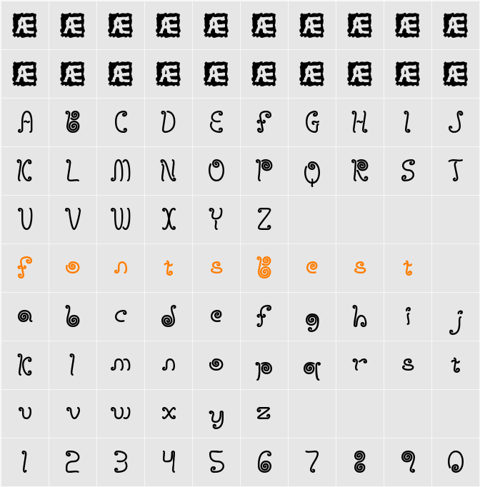 Licorice Strings BRK Character Map
