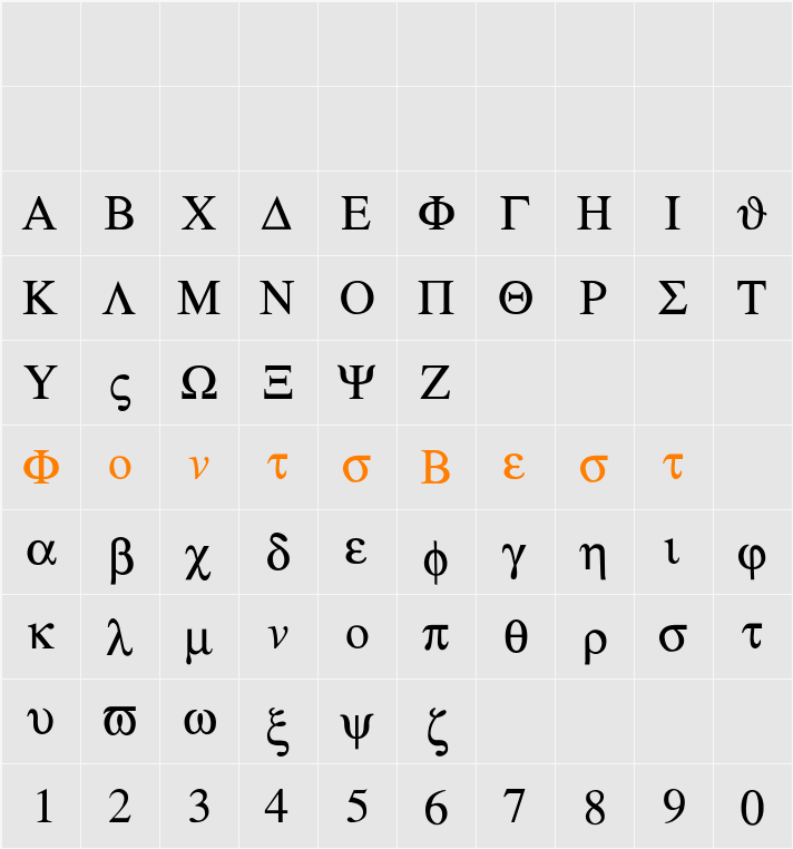 symbol-Light Character Map