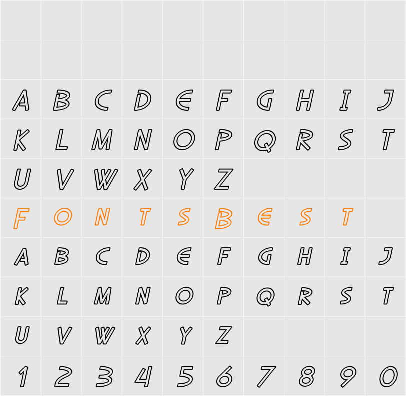 SF Diego Sans Outline Character Map