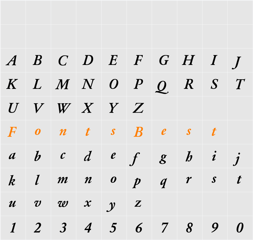 YearlindMediu 2 Character Map