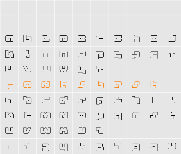 Boomstick Outline Character Map
