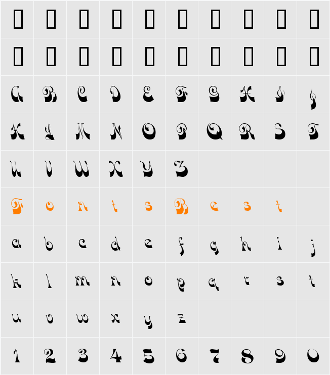 Pennant Character Map