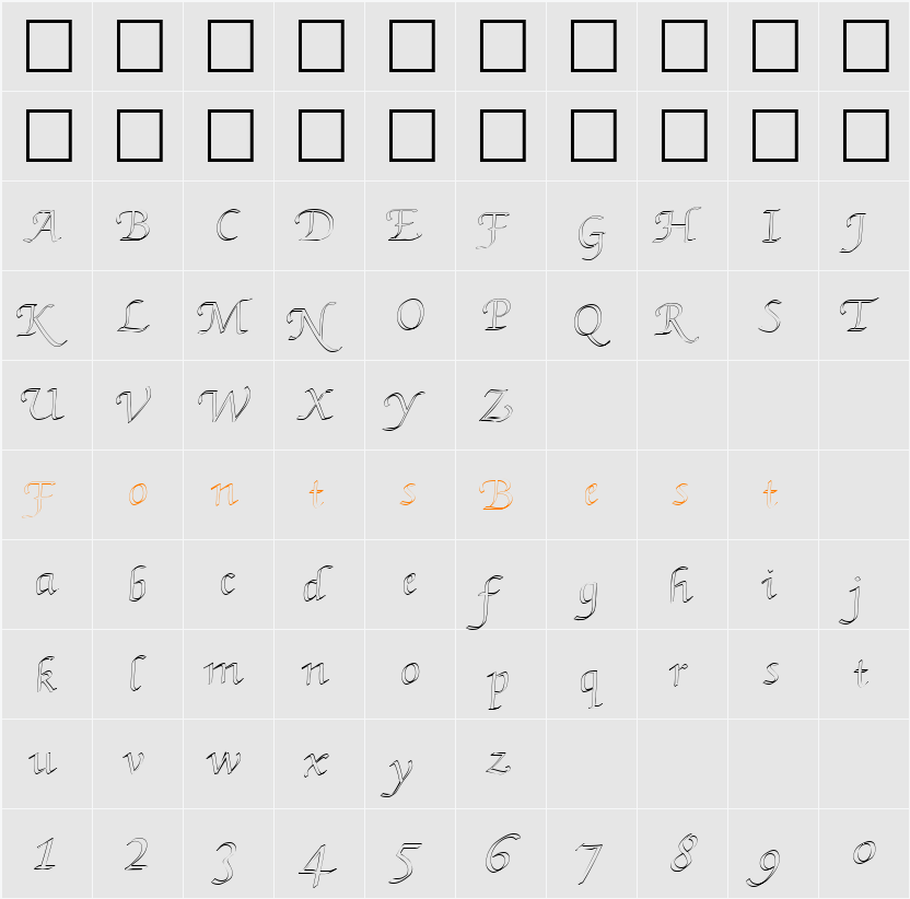 KL HKursive3 OL DB Character Map
