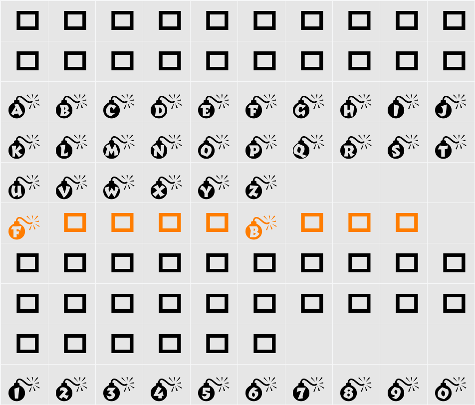 RMBomb Character Map