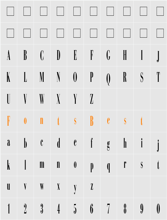 Sinema Display SSi Character Map