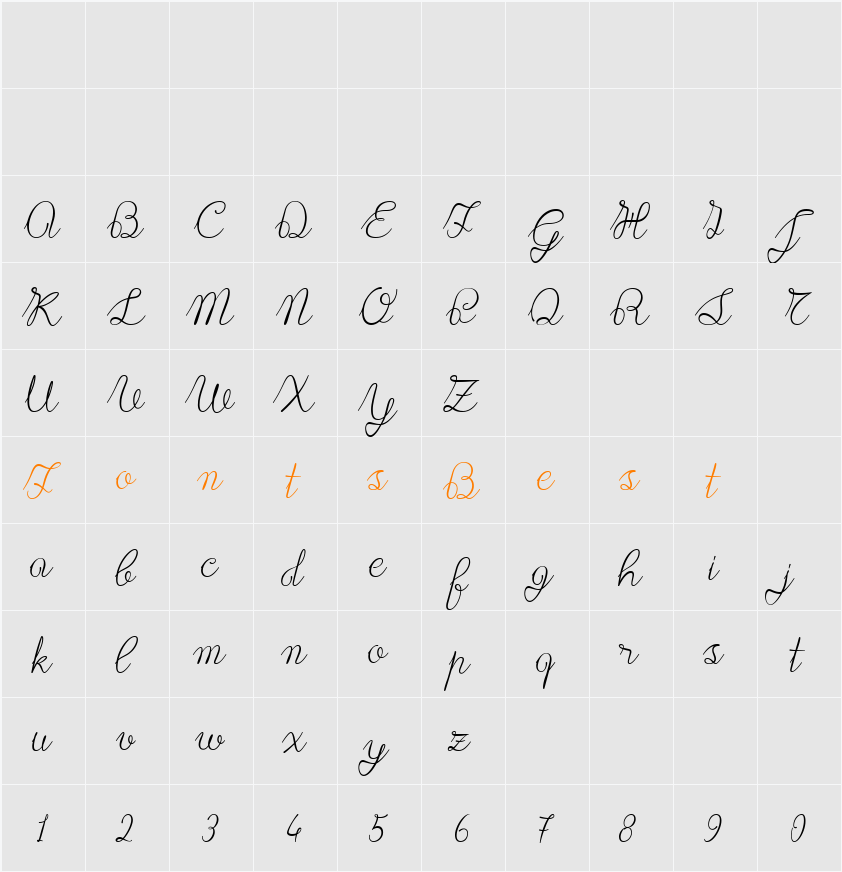 Lace 1.0. Character Map