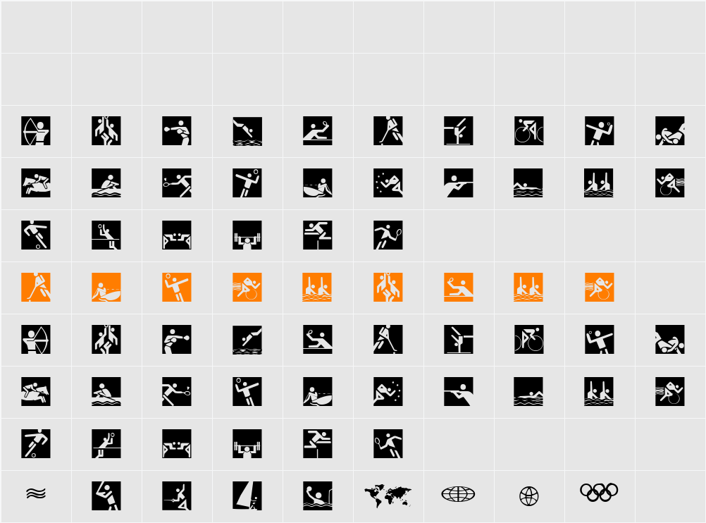 Olympicons 2 Character Map