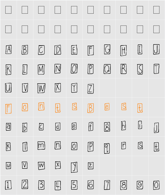 MA Quaddie Character Map