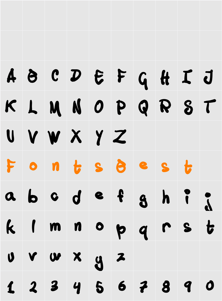 Tusch Touch 1 Character Map