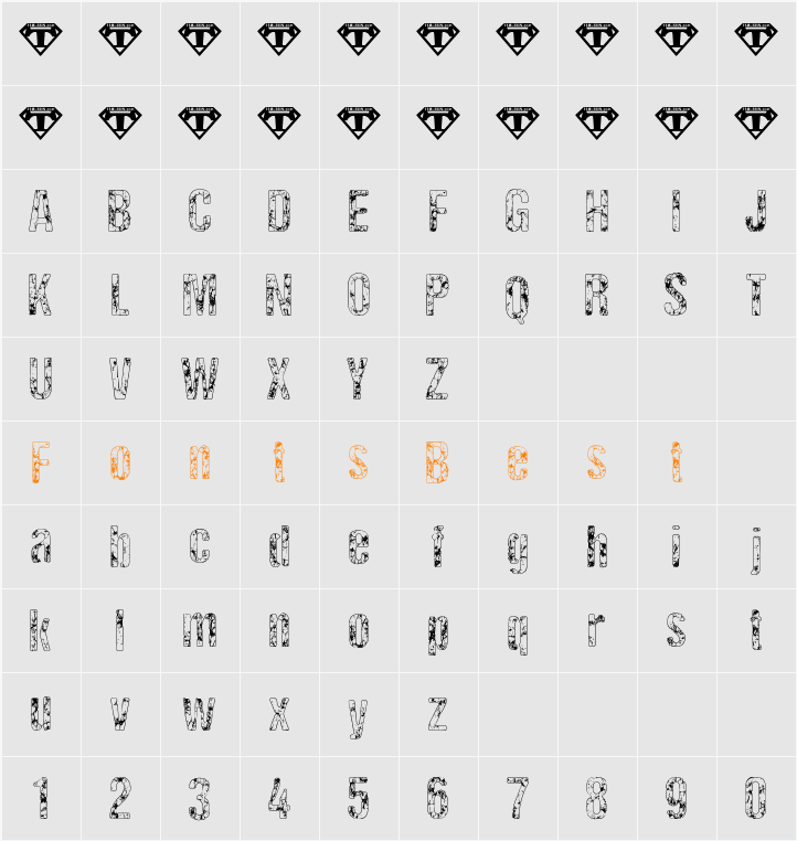 RockBiter Character Map