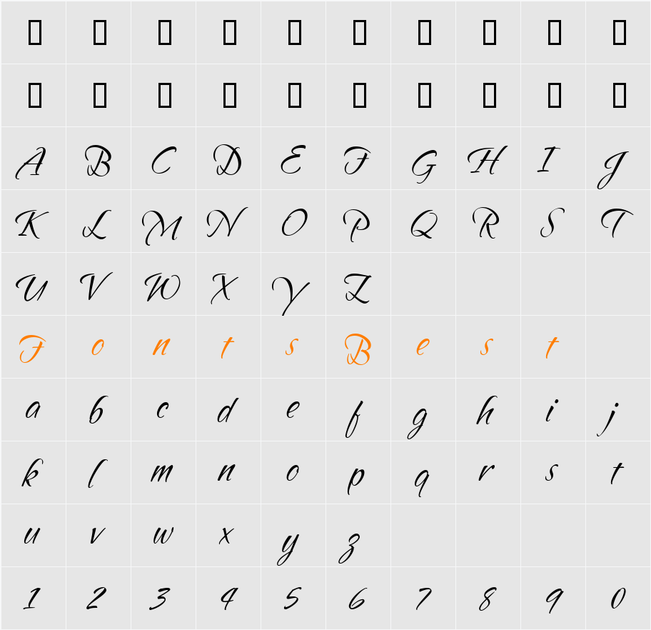 SandyTextHmkBold Character Map