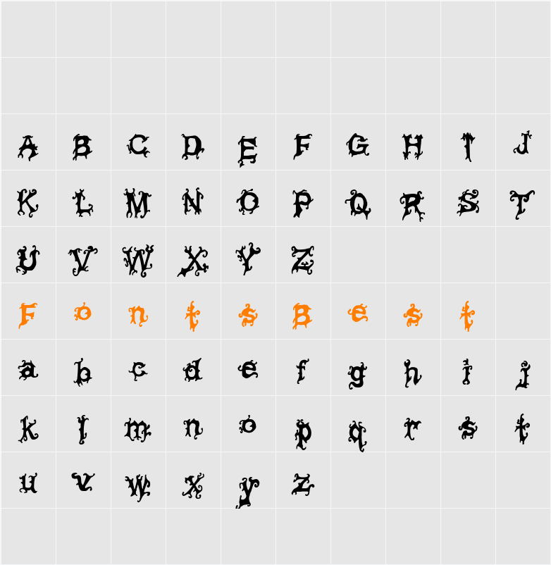 Viney Times Character Map