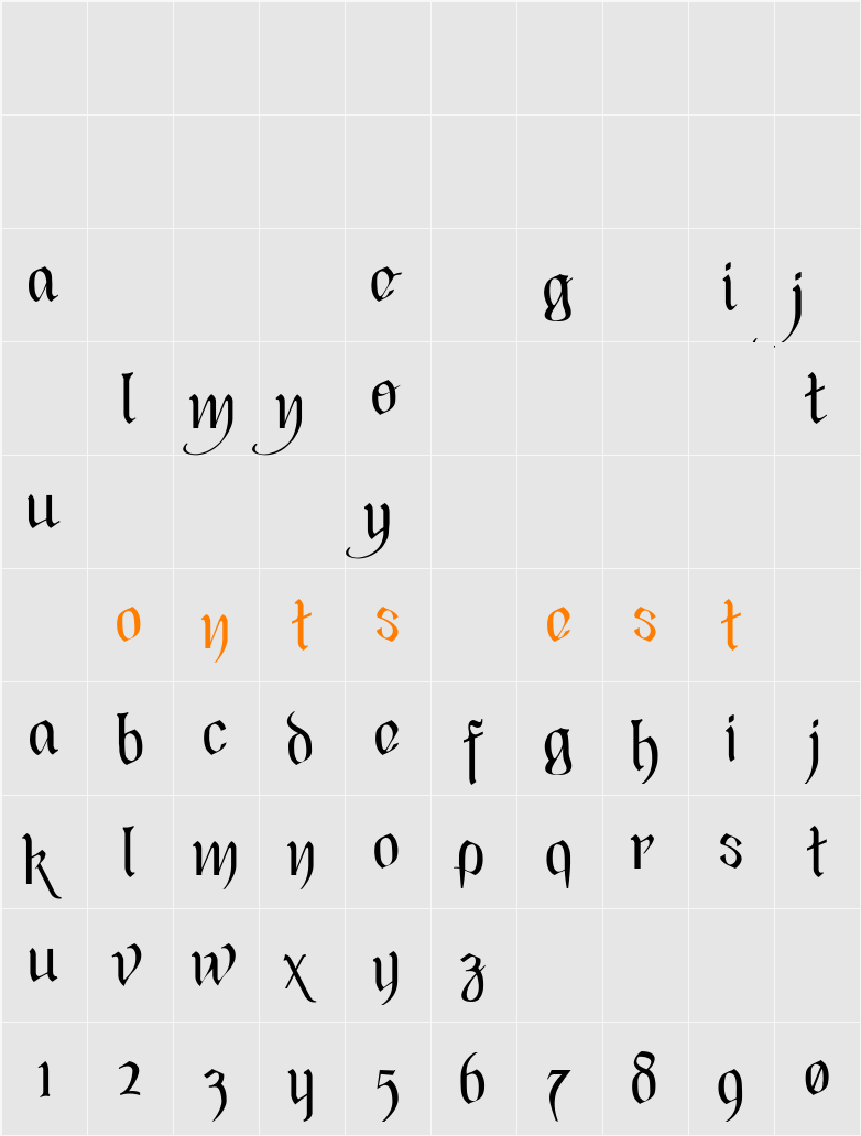 Black Heart Inertia Character Map