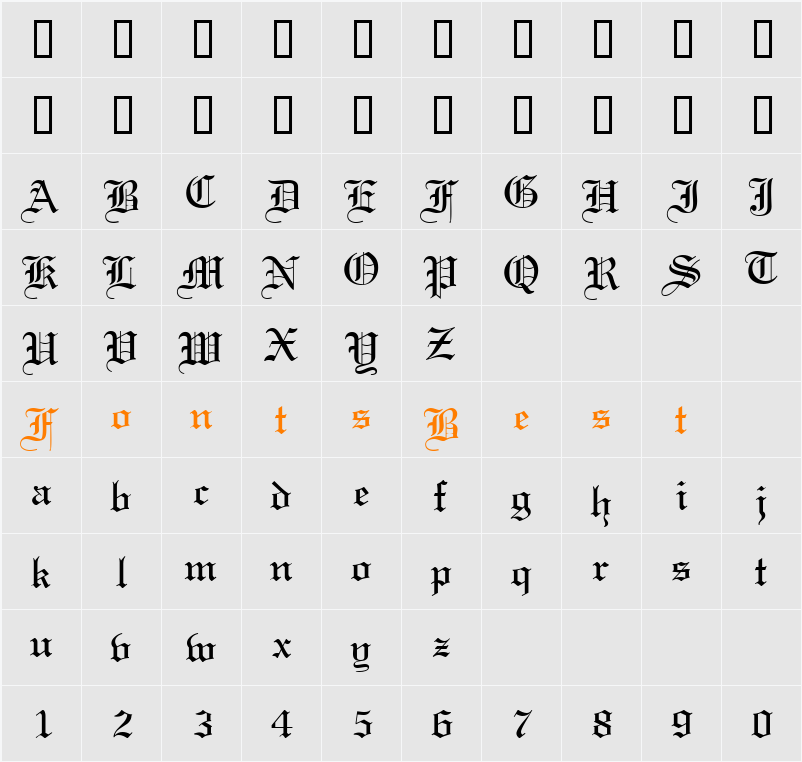 ClerestorySSK Character Map
