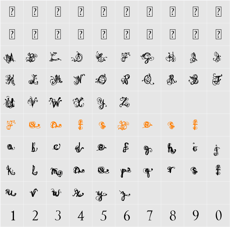 Denne Angel Character Map