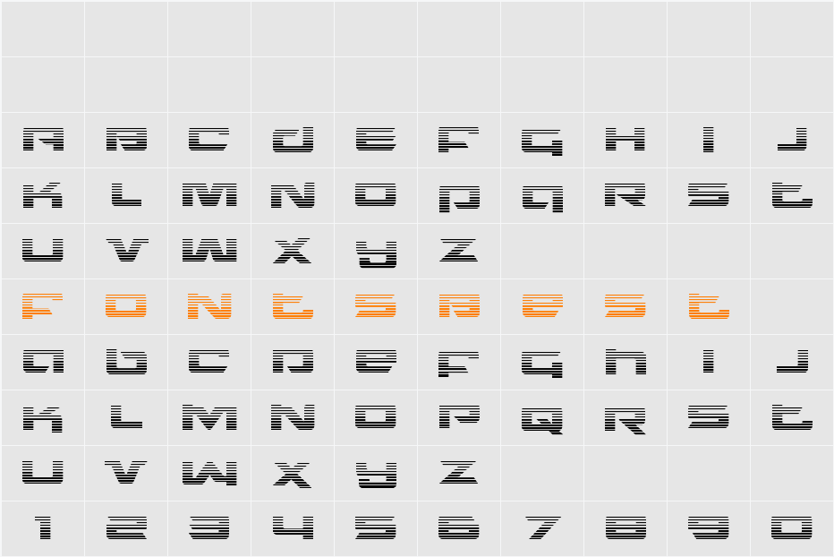 Northstar Gradient Character Map