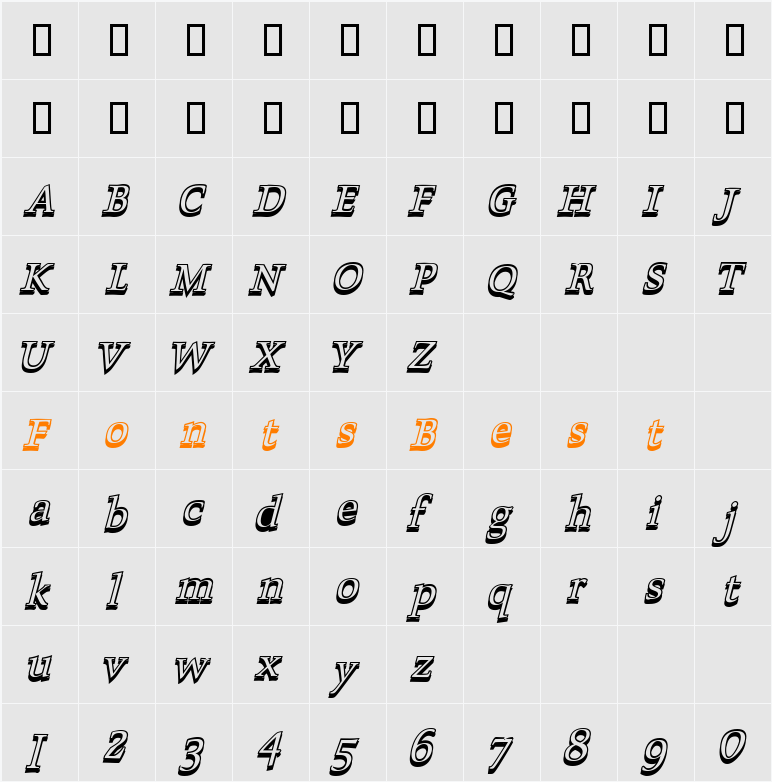 ScoriaNSlanted Character Map