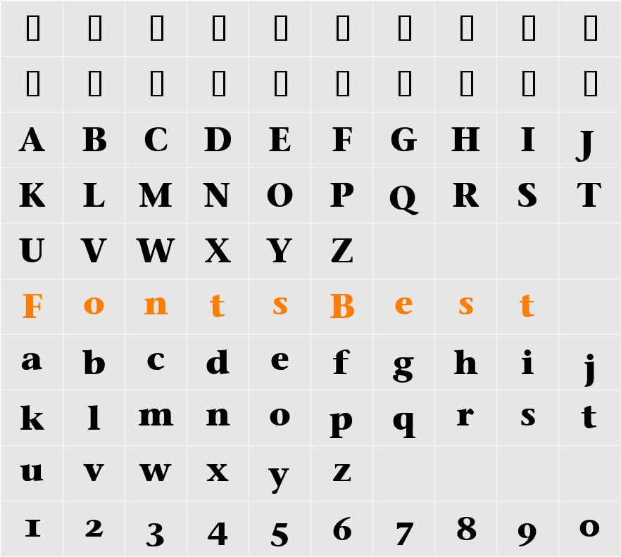Stone Serif OS ITC TT Character Map