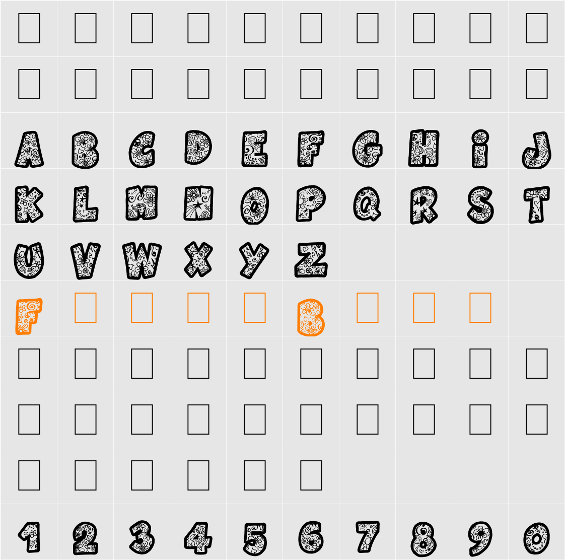 Flowers Power Character Map