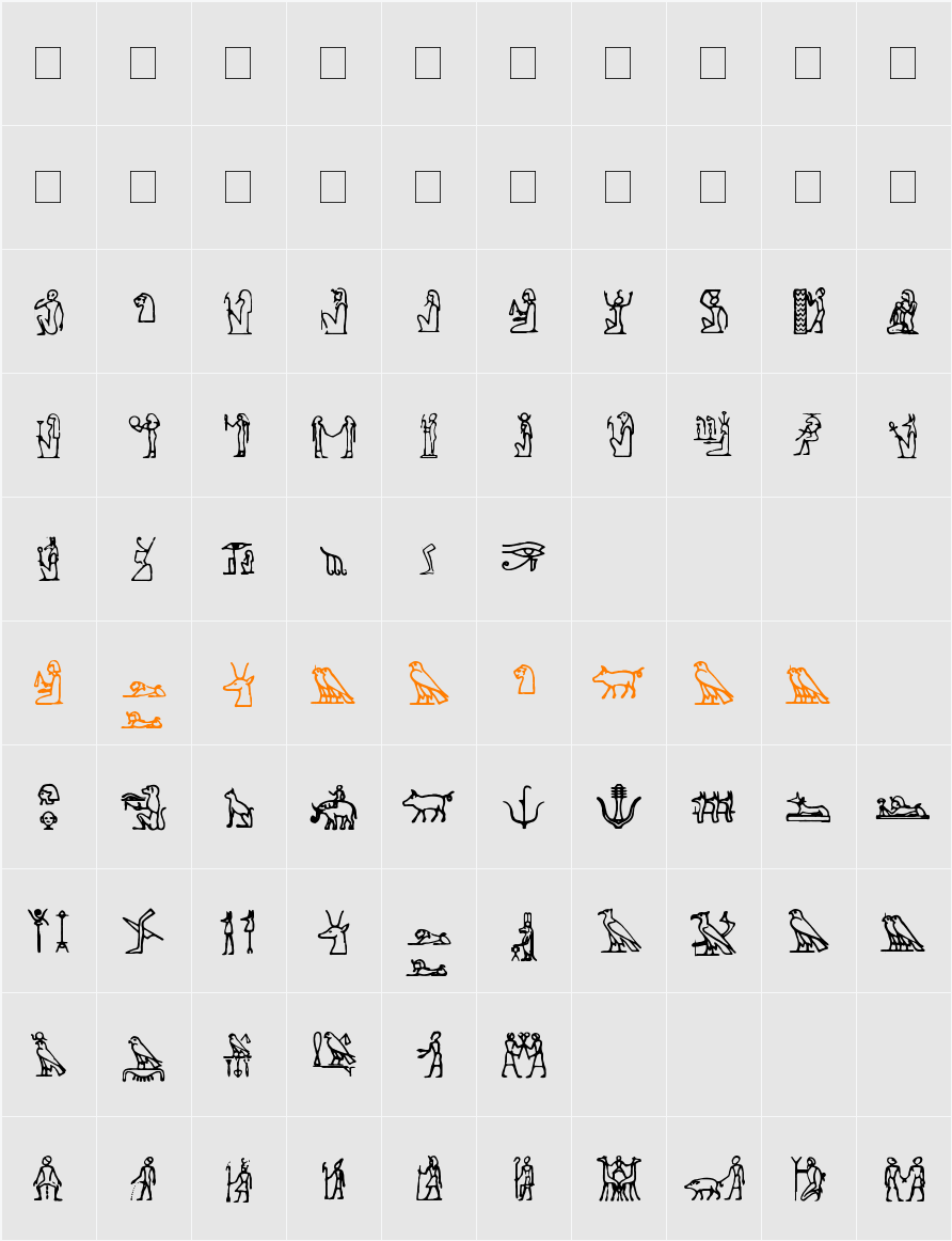 Hieroglify Character Map