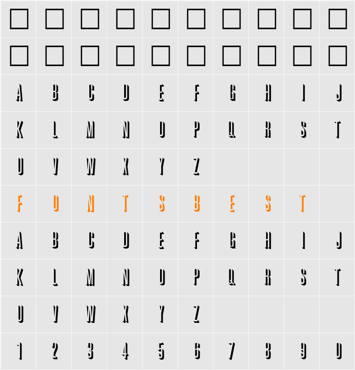 GreatRelief Character Map