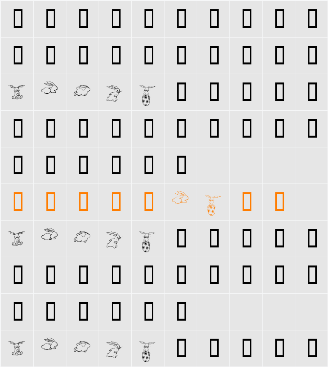 KR Five Bunnies Character Map