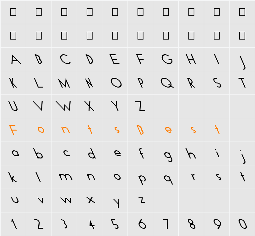 FZ BASIC 19 LEFTY Character Map