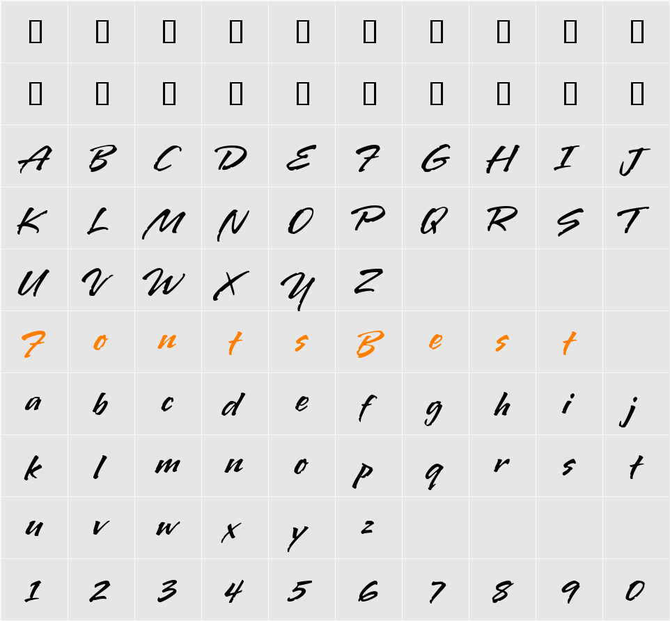 LamboHmkBold Character Map